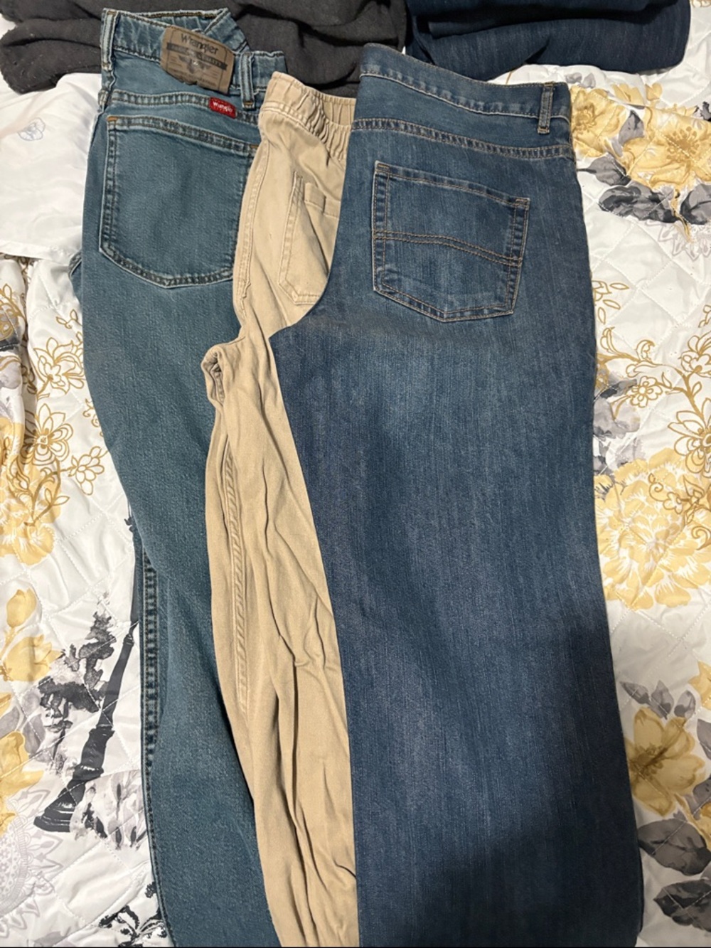 The Children's Place Kids Jeans and Khaki Bottoms - Dark Blue, Medium Blue, Tan